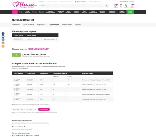 Разработка нового сайта для интернет-магазина крупной розничной сети магазинов «Мила» в Беларуси - косметика, парфюмерия и бытовая химия